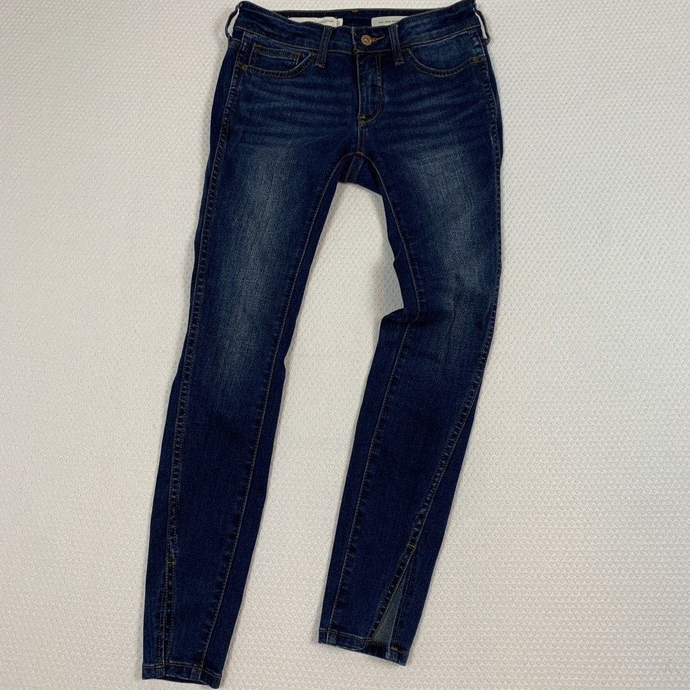 Anthro Pilcro and the Letterpress Skinny Jeans Women 25 Blue Mid Rise Ankle Slit